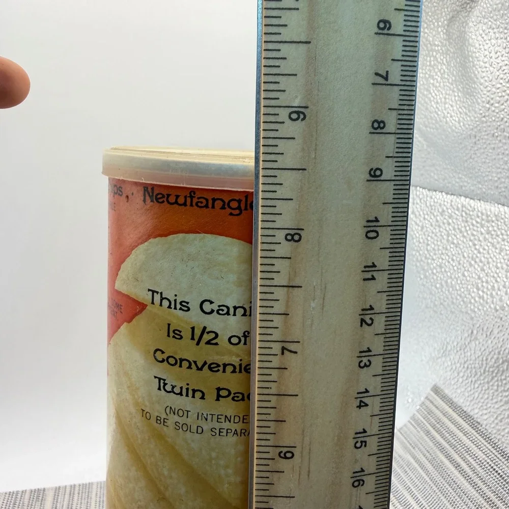 Vintage Pringles Newfangled Potato Chips Canister 1970s P&G Advertising Tin Lid